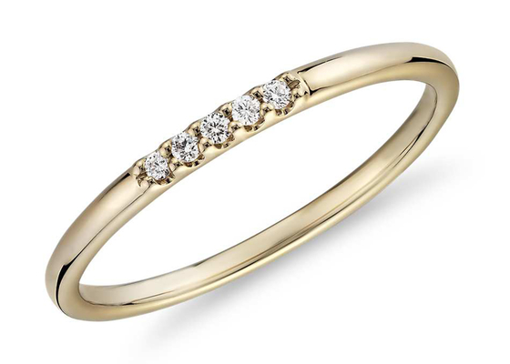 anel de ouro 2MM de 0.05ct 5pcs 9K com o diamante natural para o ODM do acoplamento