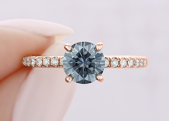 dimensão crescida de Moissanite Ring Silver Grey Color 1ct 5pcs do ouro 9K laboratório material