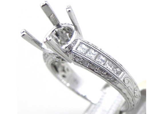 ODM do anel da joia da montagem 1.08Ct do diâmetro 3x3mm semi para o material do ouro branco do acoplamento 18k