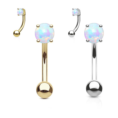 parafuso prisioneiro do nariz do ouro do comprimento 18k de 25mm, opala de Ring Piercing With White Fir do nariz do OEM
