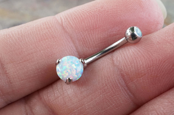 parafuso prisioneiro do nariz do ouro do comprimento 18k de 25mm, opala de Ring Piercing With White Fir do nariz do OEM
