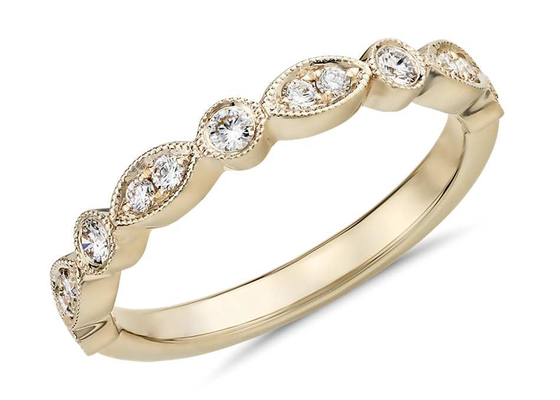 Meio ajuste da garra de Ring Fancy Cut G-H VS1 0.28ct da faixa do ouro amarelo da eternidade 14K