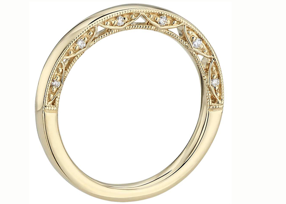 joia minúscula do ouro 0.12ct 14K amarelo, ODM EX do corte de Diamond Wedding Bands do ouro amarelo