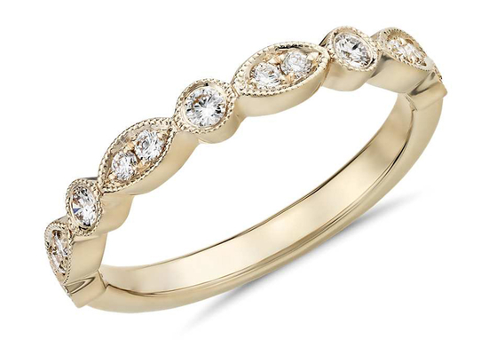 ODM do corte de círculo do witdth do ouro e do Diamond Stacking Rings 1.5MM de 9K 0.13ct