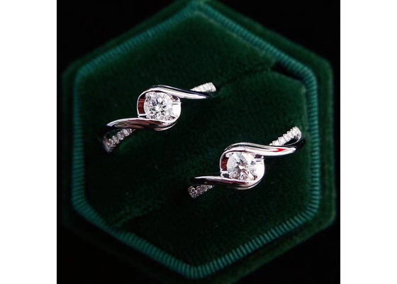 ODM real redondo do material do ouro branco de corte 0.46ct Diamond Jewellery Ring 14K