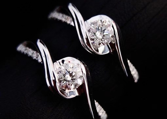 ODM real redondo do material do ouro branco de corte 0.46ct Diamond Jewellery Ring 14K
