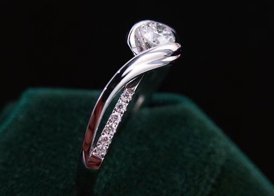 ODM real redondo do material do ouro branco de corte 0.46ct Diamond Jewellery Ring 14K