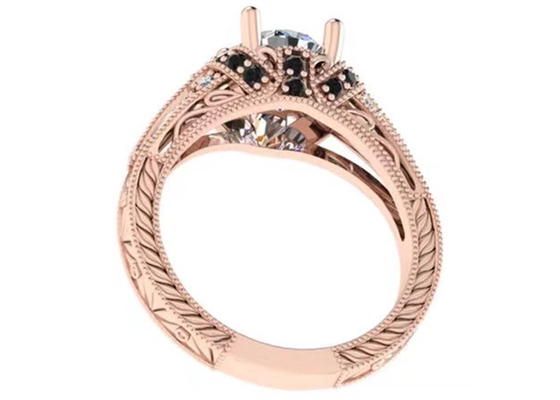 Tipo brilhante redondo ODM do corte 18K Rose Gold Ring Illusion Setting do certificado do GIA