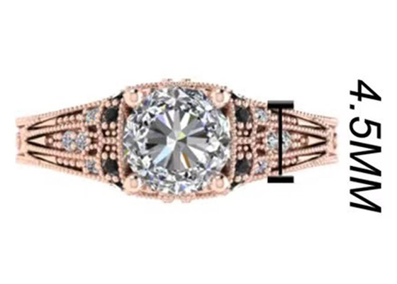 Tipo brilhante redondo ODM do corte 18K Rose Gold Ring Illusion Setting do certificado do GIA