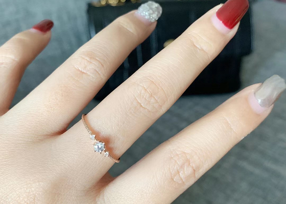 Garra que ajusta 14k o ouro Diamond Ring, 0,1 Ct Diamond Ring For Gift