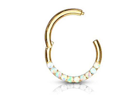 Aro articulada perfurando 1.2mm×10mm do Clicker do ouro 14k com opala branca