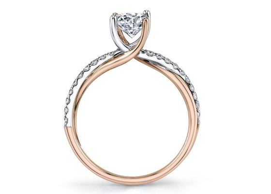 2 diamante 0.81ct de Ring With 6mm Moissanite da prata de Tone Color 9K