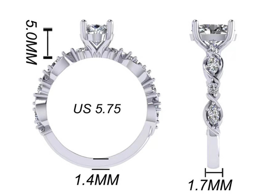 ouro 18k Diamond Engagement Ring, ODM branco de 6.4mm oval do OEM de Diamond Ring da forma