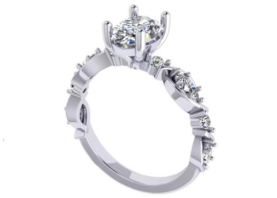 ouro 18k Diamond Engagement Ring, ODM branco de 6.4mm oval do OEM de Diamond Ring da forma
