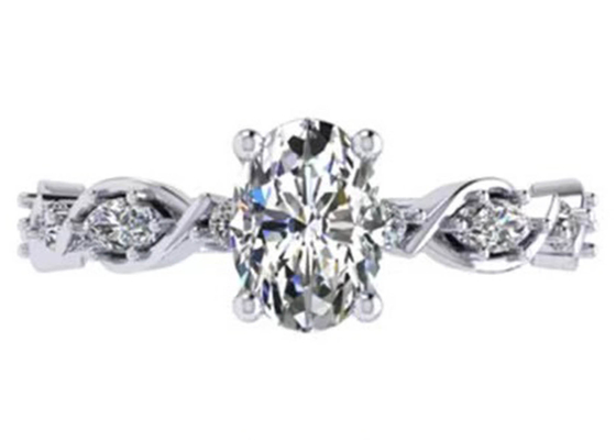 ouro 18k Diamond Engagement Ring, ODM branco de 6.4mm oval do OEM de Diamond Ring da forma
