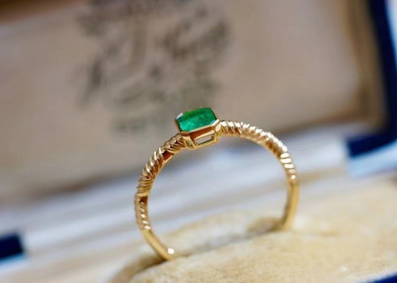 0.51ct Emerald Ring verde natural, 18K ouro Diamond Ring para o casamento