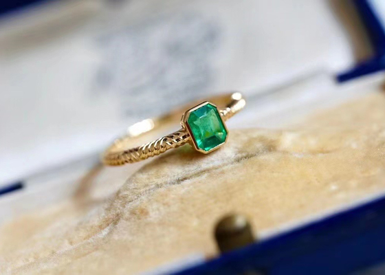 0.51ct Emerald Ring verde natural, 18K ouro Diamond Ring para o casamento