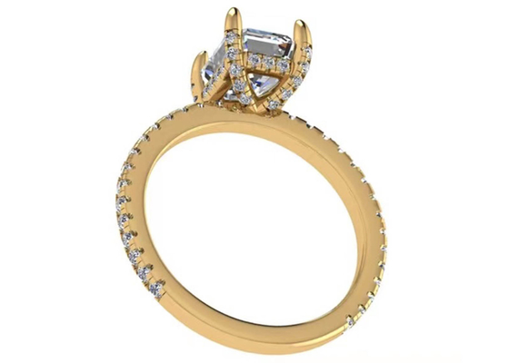 OEM natural do diamante da dimensão de Emerald Cut 18K Rose Gold Ring Wiith 7.58×5.83mm