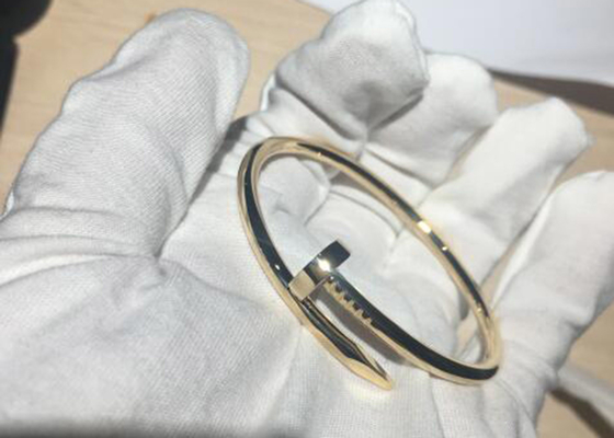 Bracelete do ouro 18k amarelo da largura 3.5mm, Juste Un Clou Bangle para o acoplamento