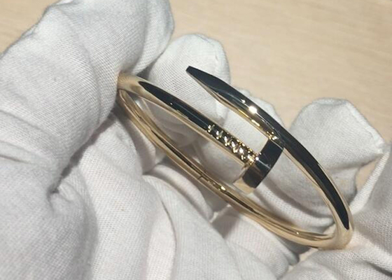 Bracelete do ouro 18k amarelo da largura 3.5mm, Juste Un Clou Bangle para o acoplamento
