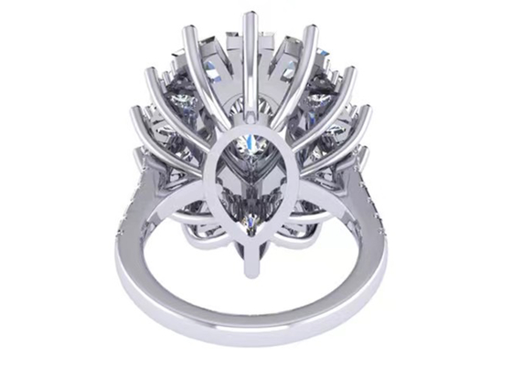 a cor clássica de Diamond Engagement Ring White Gold do halo de 1.5ct 49pcs chapeou o ODM