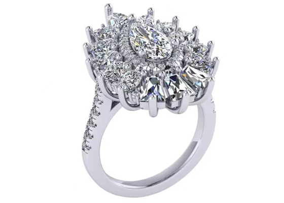 a cor clássica de Diamond Engagement Ring White Gold do halo de 1.5ct 49pcs chapeou o ODM