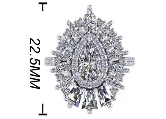 a cor clássica de Diamond Engagement Ring White Gold do halo de 1.5ct 49pcs chapeou o ODM