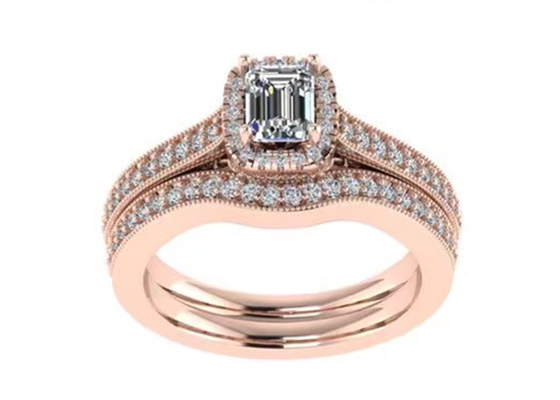 a joia do ouro maciço de 0.8ct 14K, aumentou anel de noivado do ouro ajustou RA5.6×4.5MM
