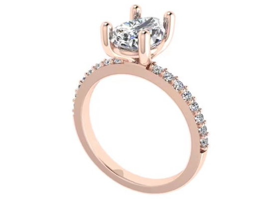 Corte 18k Rose Gold Wedding Ring da pera 10.67x7.23x4.1mm para o acoplamento