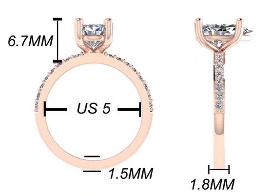 Corte 18k Rose Gold Wedding Ring da pera 10.67x7.23x4.1mm para o acoplamento