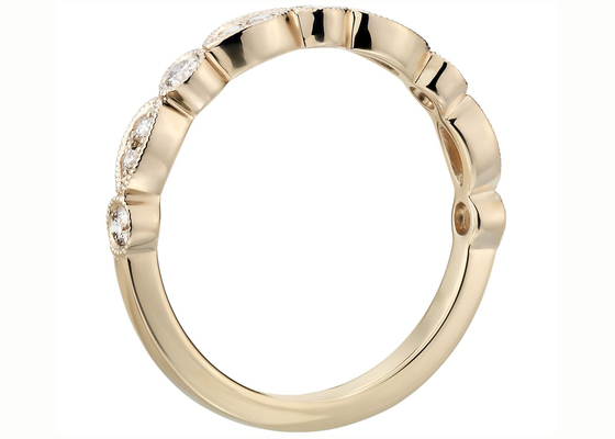 Meio ajuste da garra de Ring Fancy Cut G-H VS1 0.28ct da faixa do ouro amarelo da eternidade 14K