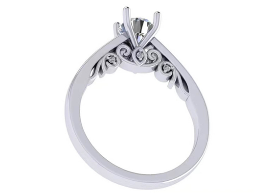 Garra que ajusta a aliança de casamento do ouro 18k branco, corte brilhante redondo Diamond Ring do GIA 5.35mm