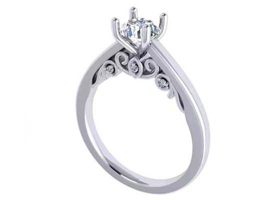 Garra que ajusta a aliança de casamento do ouro 18k branco, corte brilhante redondo Diamond Ring do GIA 5.35mm