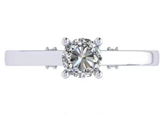 Garra que ajusta a aliança de casamento do ouro 18k branco, corte brilhante redondo Diamond Ring do GIA 5.35mm