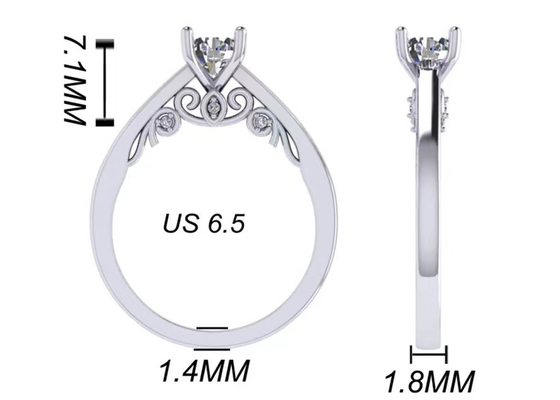 Garra que ajusta a aliança de casamento do ouro 18k branco, corte brilhante redondo Diamond Ring do GIA 5.35mm