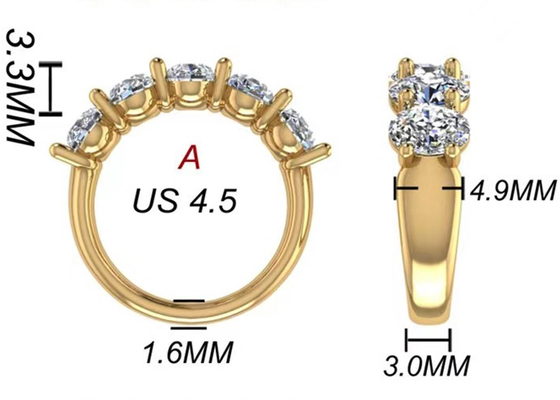 Tamanho oval do diamante 18K Rose Gold Ring 6.43x 4.7x 3.03mm para o aniversário