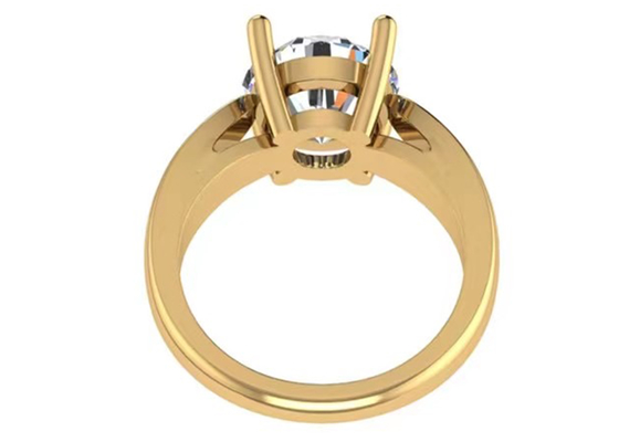 Mão que ajusta a joia do ouro maciço 14K, solitário natural redondo Diamond Rings do corte 2.7ct