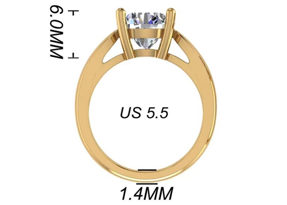 Mão que ajusta a joia do ouro maciço 14K, solitário natural redondo Diamond Rings do corte 2.7ct