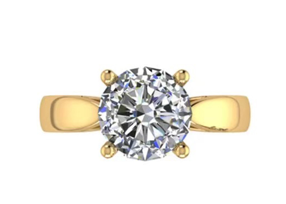 Mão que ajusta a joia do ouro maciço 14K, solitário natural redondo Diamond Rings do corte 2.7ct
