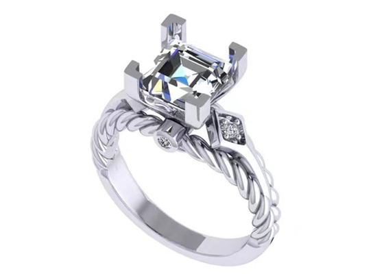 Princesa Cut do ouro de Moissanite Diamond Gemstone Promise Rings 14K