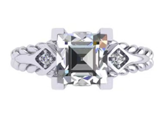 Princesa Cut do ouro de Moissanite Diamond Gemstone Promise Rings 14K