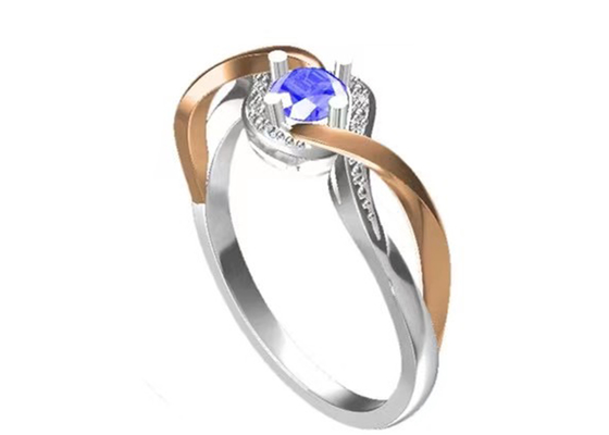 O cruzamento da joia do ouro maciço da joia 14K de Tanzanite une a pedra principal de RD6.4MM