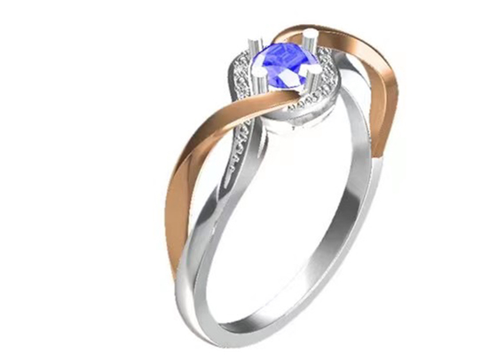 O cruzamento da joia do ouro maciço da joia 14K de Tanzanite une a pedra principal de RD6.4MM
