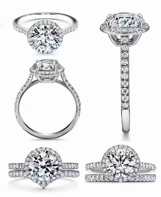 Joia do ouro maciço do corte redondo 14K, 49pcs Diamond Engagement Ring Sets