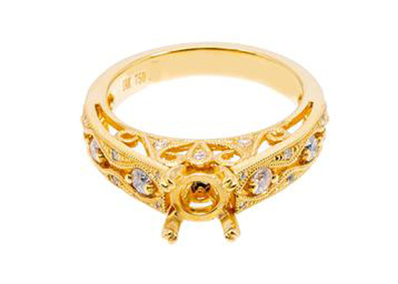 material do ouro amarelo do anel 18K de 6pcs 0.07ct Diamond Semi Mount Jewelry
