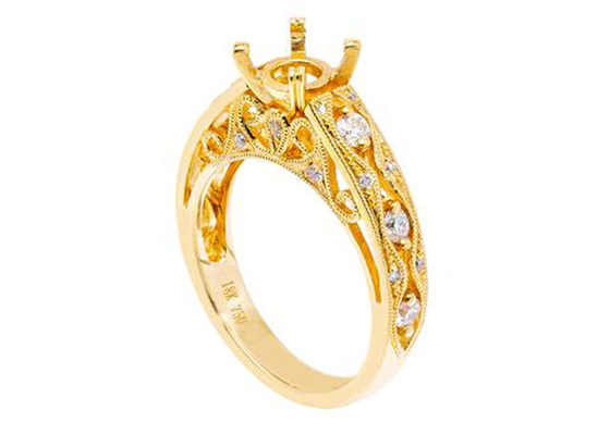 material do ouro amarelo do anel 18K de 6pcs 0.07ct Diamond Semi Mount Jewelry