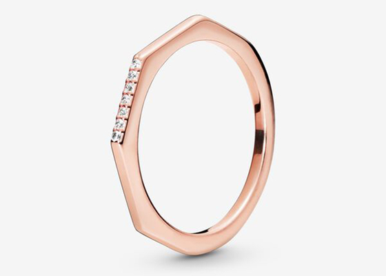 Rose Gold Clicker diferenciada, dimensão real dos aneis de noivado 1.2mm×8mm do diamante