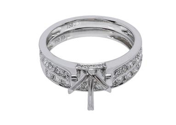 Anel de noivado dobro da forma redonda, ODM do OEM do anel de ouro branco de 0.72ct 18K
