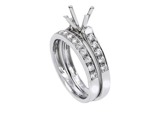 Anel de noivado dobro da forma redonda, ODM do OEM do anel de ouro branco de 0.72ct 18K