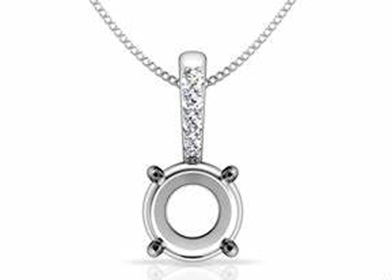 2.3g montam semi ajustes do pendente, 18k ouro branco Diamond Pendant 4pcs 0.1ct